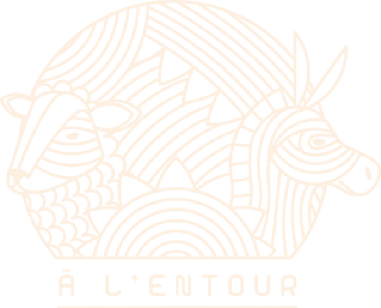 Logo "à l'entour" représentant un âne et un mouton stylisés sous forme de traits